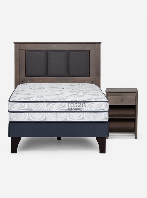 Cama Europea Autonomy 1.5 Plazas + Respaldo + Velador-1
