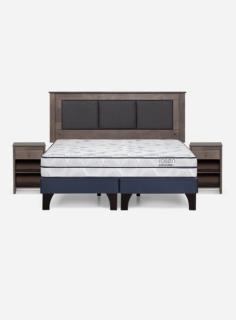 Cama Europea Autonomy 2 Plazas Base Dividida + Respaldo + Velador-1