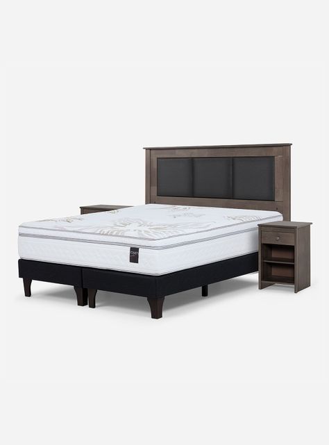 Cama Europea Art 4 2 Plazas Base Dividida + Respaldo + Velador-0