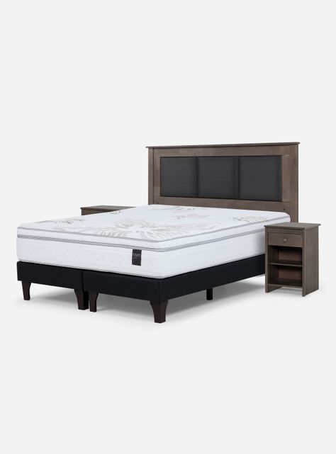 Cama Europea Art 4 King + Respaldo + Velador-0