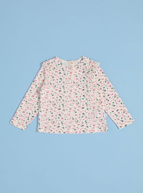 Polera Niña Estampado Completo y Vuelos-0