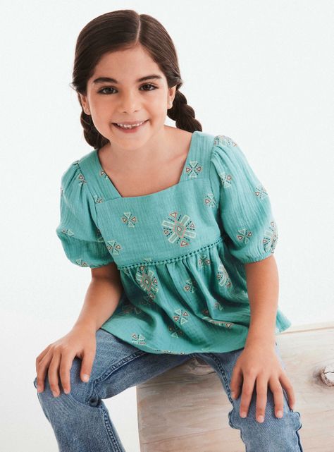 Blusa Blusa Manga Abullonada Estampada-0