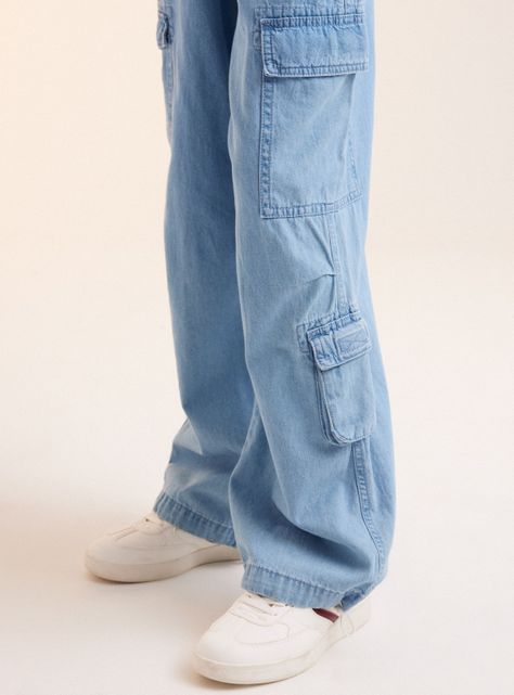 Pantalón Bolsillos Cargo Jeans-1