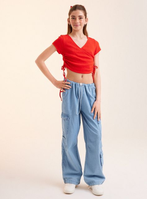 Pantalón Bolsillos Cargo Jeans-0