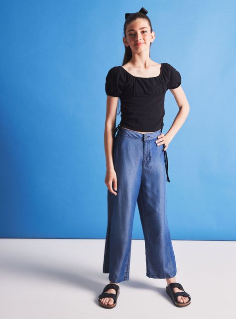 Pantalón Ancho Jeans Tela Fluida-0