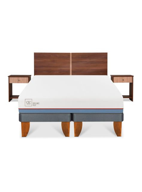 Cama Europea Excellence Plus 2 Plaza Base Dividida + Set Muebles Stylo-2