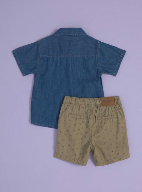 Conjunto con Camisa Denim y Bermuda Estampado-1