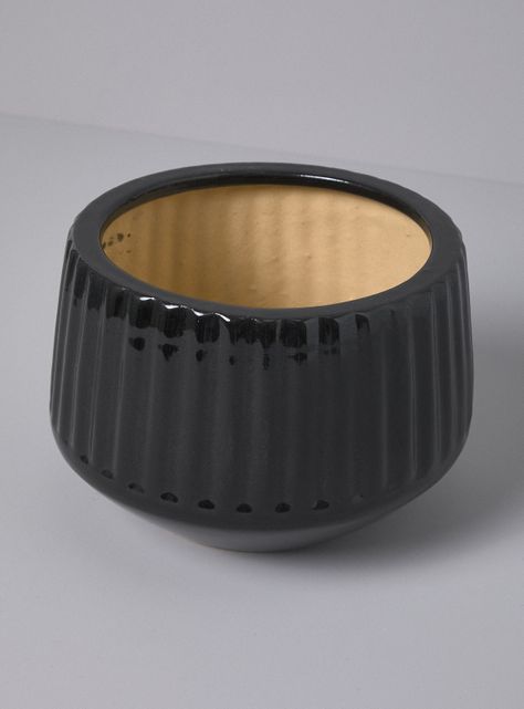 Macetero Cerámica Rio M Negro 22x18 cm-1