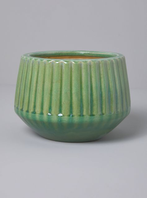 Macetero Cerámica Rio M Verde 22x18 cm-0