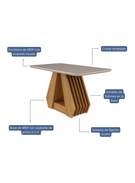 Juego Comedor Agata + 4 Sillas Fernanda Beige-3