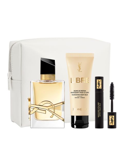 Set Perfume Libre EDP Mujer 50 ml + Crema Corporal 50ml + mini Máscara de Pestañas Volume Effet Faux Cils + Pouch Yves Saint Laurent-0