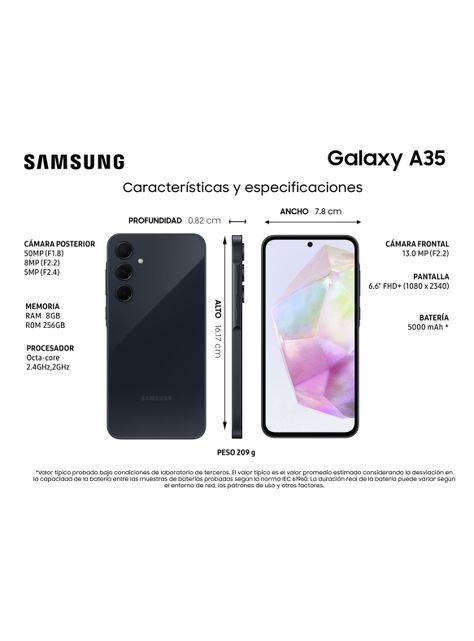 Smartphone Galaxy A35 5G 256GB 6.6" Awesome Navy Liberado-4