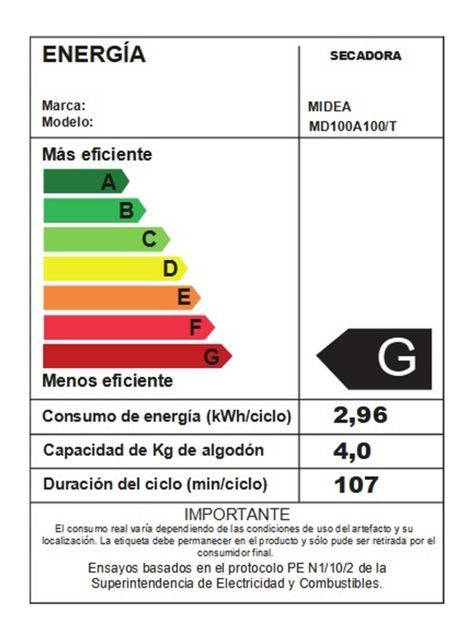 Secadora Eléctrica Ventilación Frontal 10 Kg MD100A100/T-6