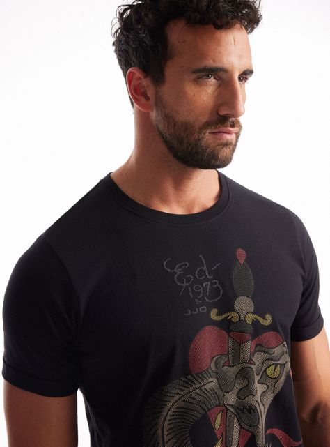 Polera Ed Hardy Estampado Textura 3D Brillante-2