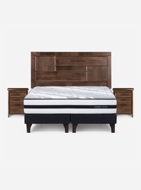 Cama Europea Driven 2 Plazas Base Dividida + Set de Muebles Dolce-1