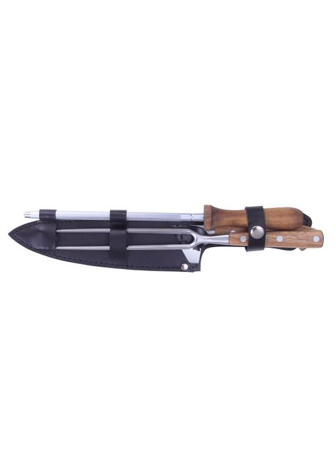 Set de Cuchillo + Tenedor + Afilador con Estuche-0