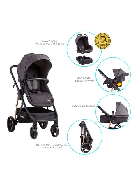 Coche Travel System Cosmos Negro Bebesit-4