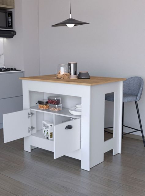 Mueble Isla Cocina Arlet 2P Blanco Marquez Macadamia-4