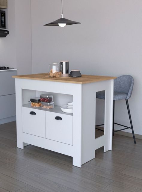 Mueble Isla Cocina Arlet 2P Blanco Marquez Macadamia-5