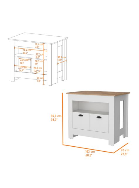 Mueble Isla Cocina Arlet 2P Blanco Marquez Macadamia-1