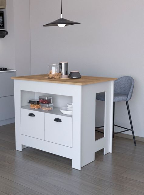 Mueble Isla Cocina Arlet 2P Blanco Marquez Macadamia-3