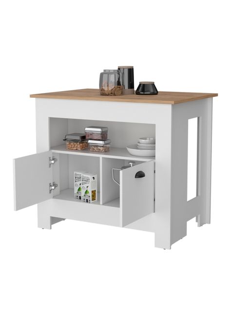 Mueble Isla Cocina Arlet 2P Blanco Marquez Macadamia-2