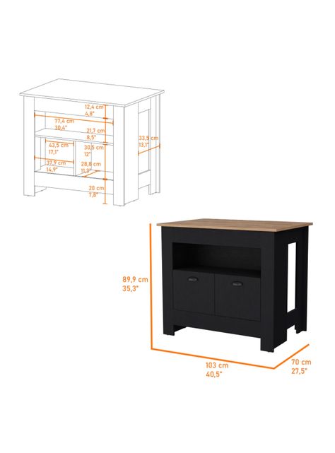 Mueble Isla Cocina Arlet 2P Wengue Macadamia-1