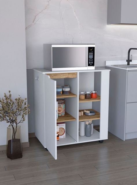 Mueble Microonda 1P 4R Blanco Marquez-5