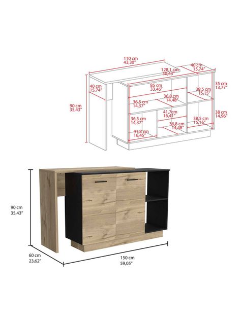 Mueble Isla Cocina Sicilia 2P Wengue Duna-1