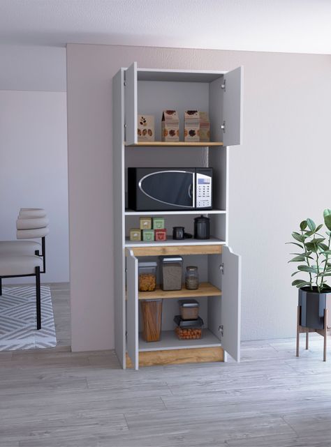 Mueble Microondas Alto 4P Blanco-4