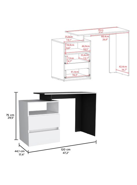 Escritorio Rookie 2C Blanco Wengue-1