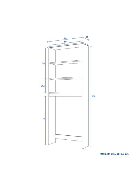 Estante W.C Puerta Superior 64x21x160 cm CIC-1