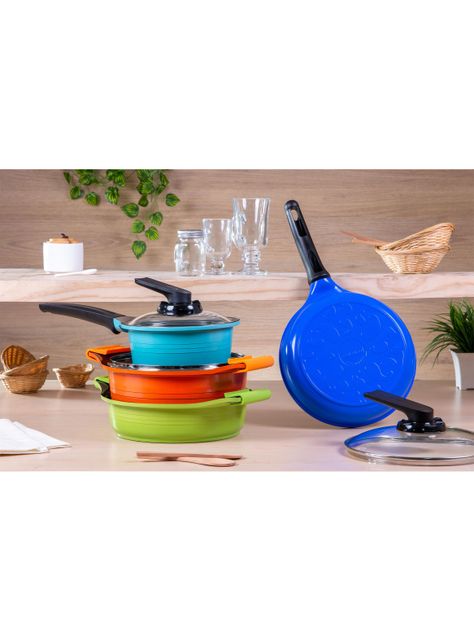 Batería de Cocina Colores 7 Piezas + Set de Cuchillos-2