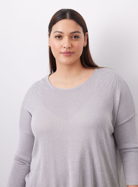 Sweater Tejido Metalizado y Punta Inferior-2
