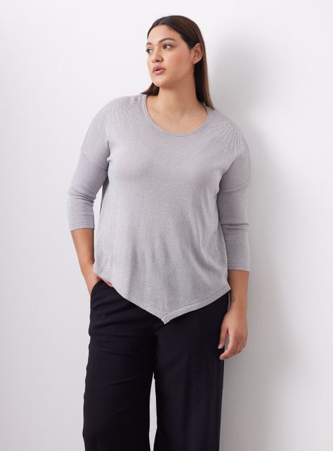 Sweater Tejido Metalizado y Punta Inferior-0