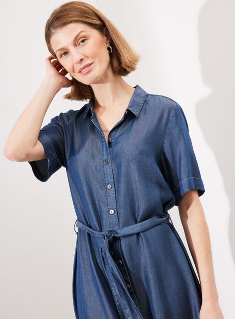 Vestido Tencel Camisero con Amarra en Cintura-2