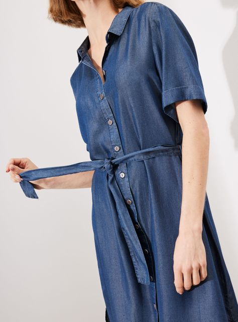 Vestido Tencel Camisero con Amarra en Cintura-3