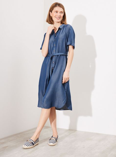 Vestido Tencel Camisero con Amarra en Cintura-4