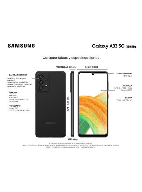 Smartphone Galaxy A33 5G 128GB Black Liberado-5