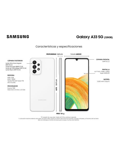 Smartphone Galaxy A33 5G 128GB White Liberado-5