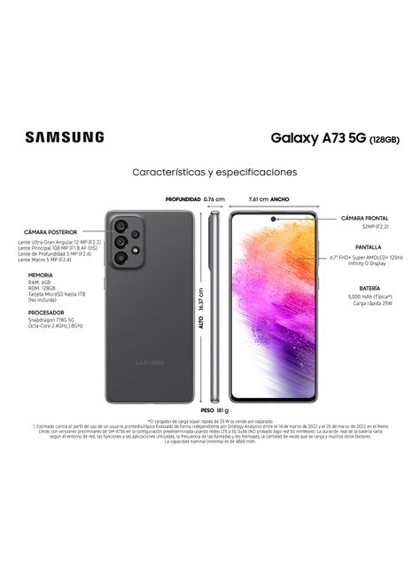 Smartphone Galaxy A73 5G 128GB Gray-4