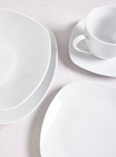 Set Vajilla 30 Piezas Cuadrada Blanca Porcelana-1