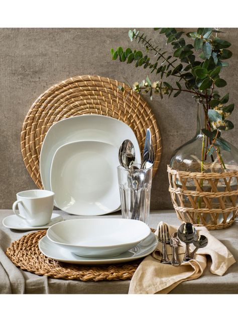 Set Vajilla 30 Piezas Cuadrada Blanca Porcelana-4