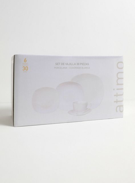 Set Vajilla 30 Piezas Cuadrada Blanca Porcelana-3