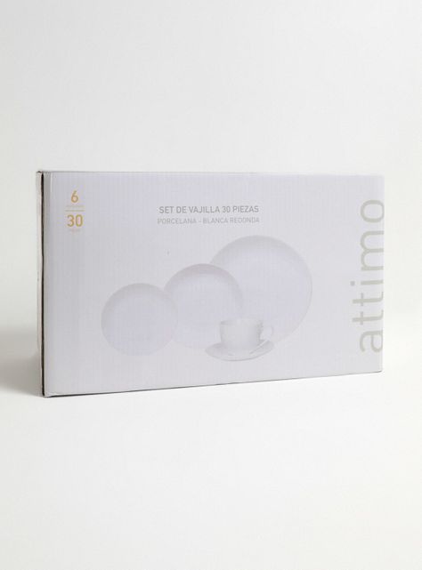 Set Vajilla 30 Piezas Blanca Redonda Porcelana-3