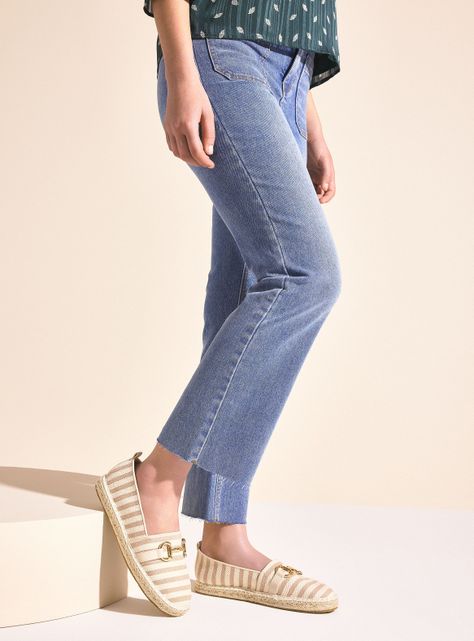 Alpargata Textil Rayado con Detalle Metálico Mujer-0