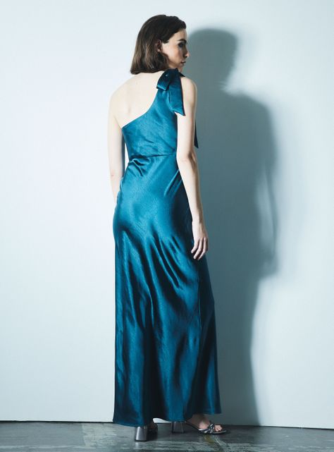 Vestido de Fiesta un Hombro con Lazo-5