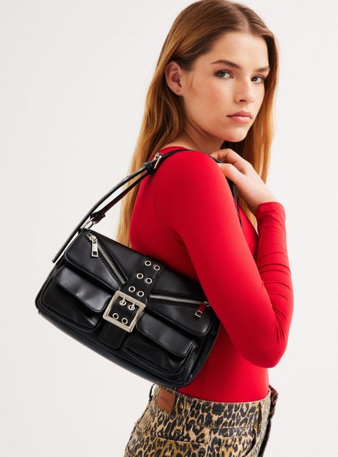 Cartera de Hombro con Hebilla Metálica-0
