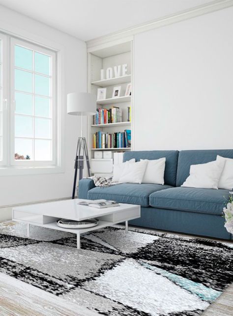 Alfombra Shaggy Geometric 150 x 200 cm L. Blue-1