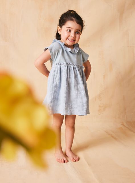 Vestido Bordado con Vuelos Denim-0